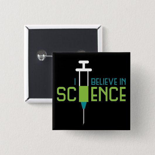 Ik geloof in wetenschap vierkante button 5,1 cm (Voorkant /achterkant)