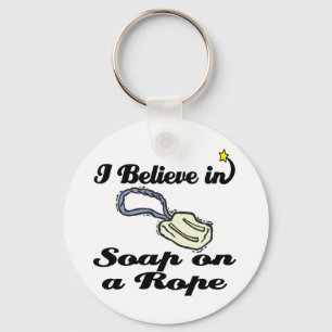 ik geloof in zeep op een touw sleutelhanger