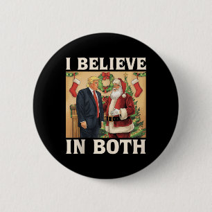 Ik geloof in zowel Trump als Santa Funny Pro Trump Ronde Button 5,7 Cm