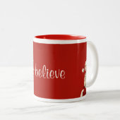 "Ik geloof" Jolly  Santa Tweekleurige Koffiemok (Voorkant rechts)