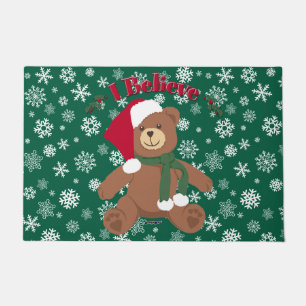 Ik geloof! Kerst Teddybeer Sneeuwvlokken Deurmat