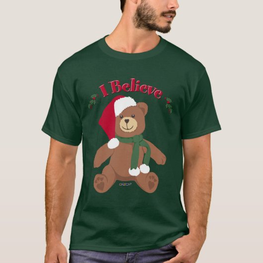 Ik Geloof! Kerst Teddybeer T-shirt (Voorkant)