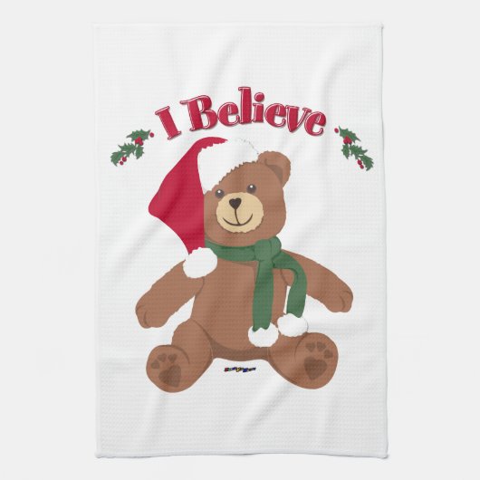 Ik Geloof! Kerst Teddybeer Theedoek (Verticaal)