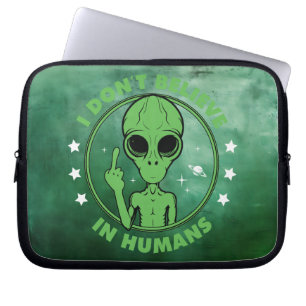 Ik geloof niet in grappige Alien ontwerp voor mens Laptop Sleeve