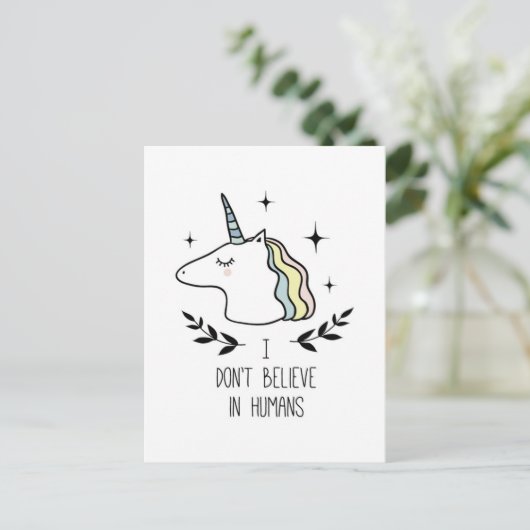 Ik geloof niet in mensen briefkaart (Staand voorkant)