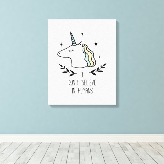 Ik geloof niet in mensen canvas afdruk (Insitu (Houten vloer))