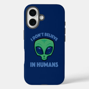 Ik geloof niet in mensen Cartoon Alien iPhone 16 Hoesje