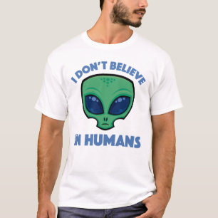 Ik geloof niet in mensen Cartoon Alien T-shirt
