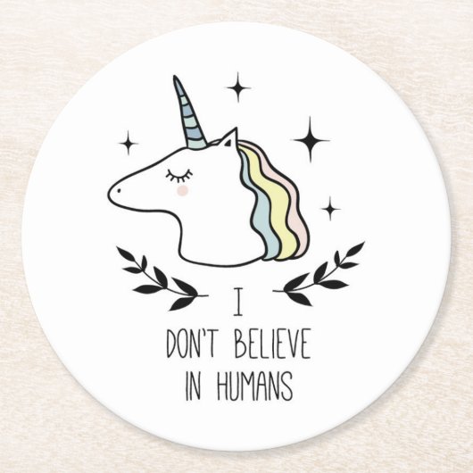 Ik geloof niet in mensen ronde kartonnen onderzetter (Voorkant)