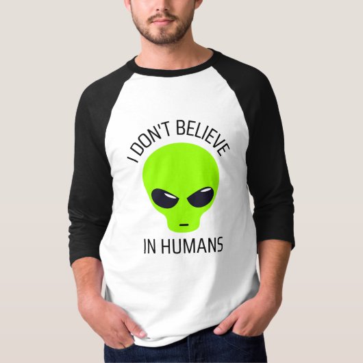 Ik geloof niet in mensen    t-shirt (Voorkant)