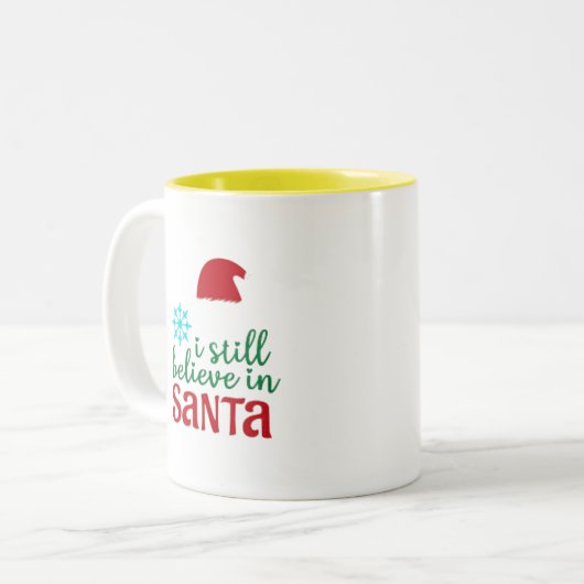 Ik geloof nog steeds in de kerstman tweekleurige koffiemok (Voorkant links)
