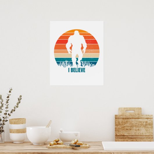 Ik geloof Sasquatch Bigfoot Print en Poster (Keuken)
