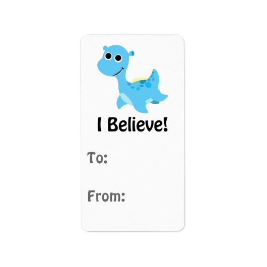 Ik geloof! Schattige blauwe Nessie Etiket (Voorkant)