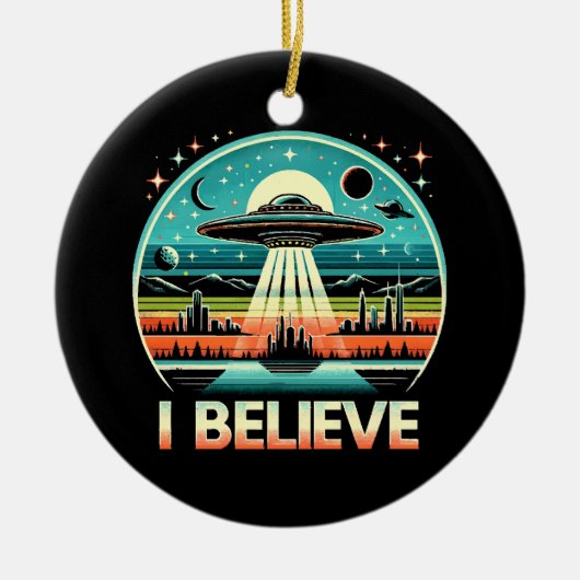 Ik geloof - UFO Keramisch Ornament (Voorkant)