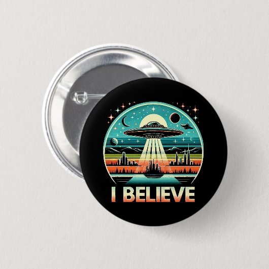 Ik geloof - UFO Ronde Button 5,7 Cm (Voorkant /achterkant)