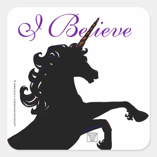 Ik geloof Unicorn Silhouette Vierkante Sticker (Voorkant)