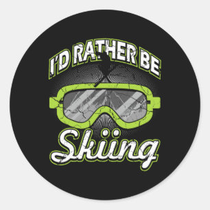Ik Ging Liever Skiën Grappige Apres Ski Bril Skilo Ronde Sticker