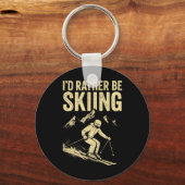 Ik ging liever skiën - Silhouet van skiberg Sleutelhanger (Voorkant)