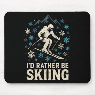 Ik ging liever skiën - Skiën Snowboarden Silhouet Muismat