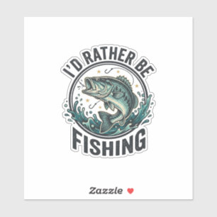 Ik ging liever vissen Vintage Bass Visser T-Shirt Sticker