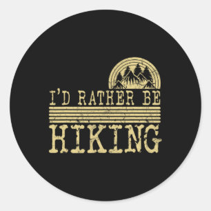 Ik ging liever wandelen Vintage berg grafisch Ronde Sticker