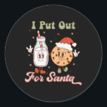 Ik ging naar Santa Fun Milk en Cookie Christmas Ronde Sticker<br><div class="desc">Ik ging uit voor Santa Fun Milk en Cookie Christmas Retro</div>