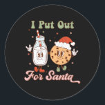 Ik ging naar Santa Fun Milk en Cookie Christmas Ronde Sticker<br><div class="desc">Ik ging uit voor Santa Fun Milk en Cookie Christmas Retro</div>