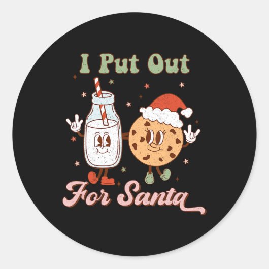 Ik ging naar Santa Fun Milk en Cookie Christmas Ronde Sticker (Voorkant)
