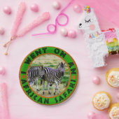 Ik ging op een Afrikaans safari Zebra-paar Papieren Bordje (Feest)