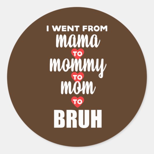 Ik ging van mama naar mama naar mama en van Bruh H Ronde Sticker (Voorkant)