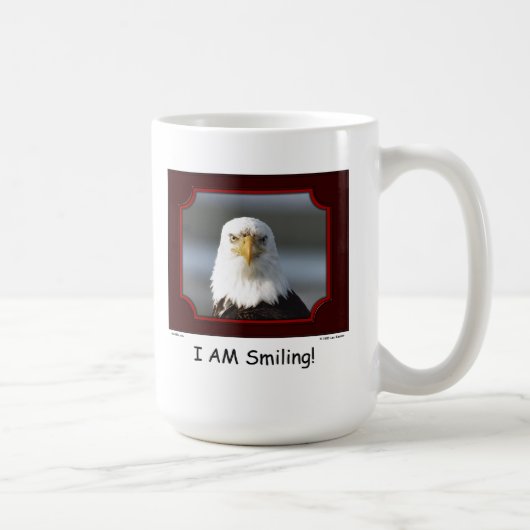 "Ik glimlach!" Bald Eagle Koffiemok (Rechts)