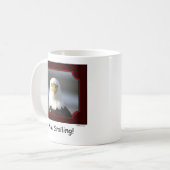 "Ik glimlach!" Bald Eagle Mok (Voorkant links)