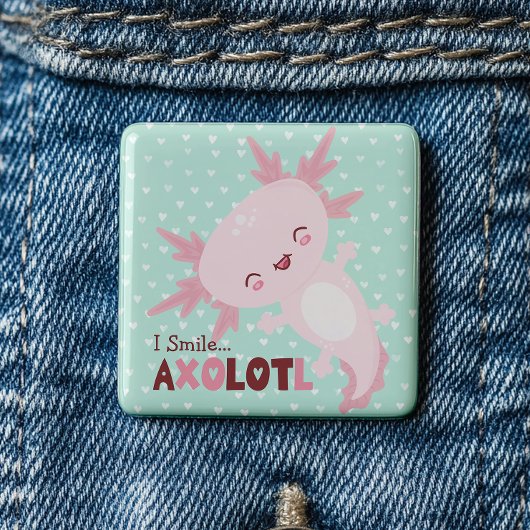 Ik glimlach een veel gepersonaliseerde Kawaii Axol Vierkante Button 5,1 Cm
