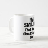 Ik glimlach - grappig koffiemok (Voorkant links)