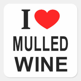 IK ♥ GLÜHWEIN IK HOU VAN GLÜHWEIN IK HEB EEN HEKEL VIERKANTE STICKER