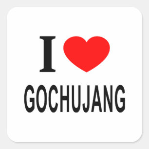 Ik ❤️ GOCHUJANG Ik HOU VAN GOCHUJANG Ik HEB GOCHUJ Vierkante Sticker