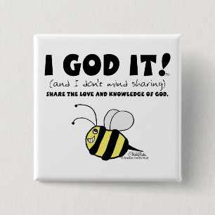 IK GOD HET! VIERKANTE BUTTON 5,1 CM