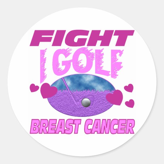 Ik golf > Borstkanker bestrijden Ronde Sticker (Voorkant)