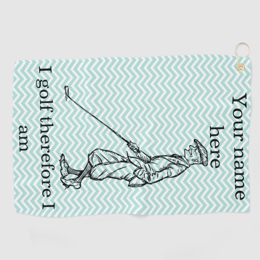 "Ik golf dus ik ben" Funny Personalized Golfhanddoek (Horizontaal)