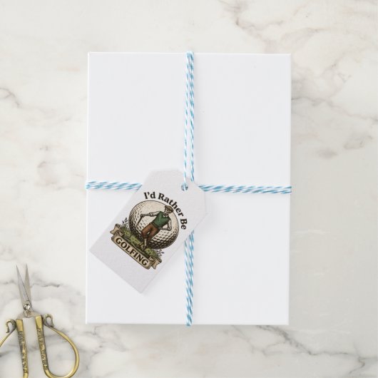 Ik golf liever cadeaulabel (Met Touw)