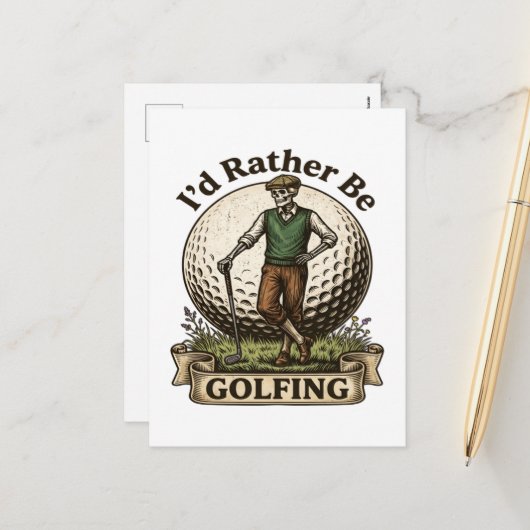 Ik golf liever feestdagenkaart (Voorkant / Achterkant in situ)