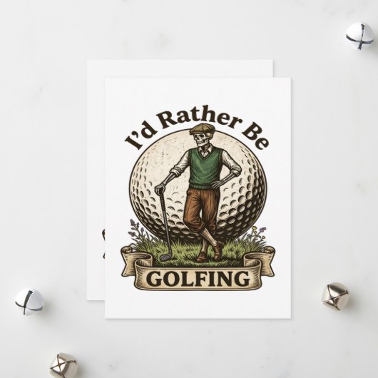 Ik golf liever feestdagenkaart (Voorkant / Achterkant in situ)