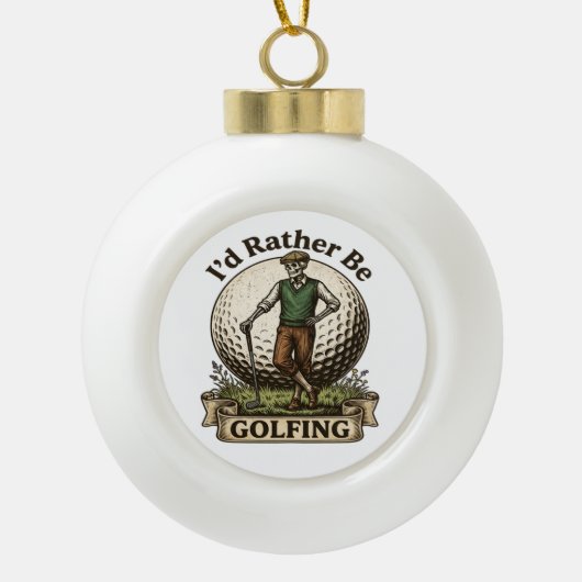 Ik golf liever keramische bal ornament (Voorkant)
