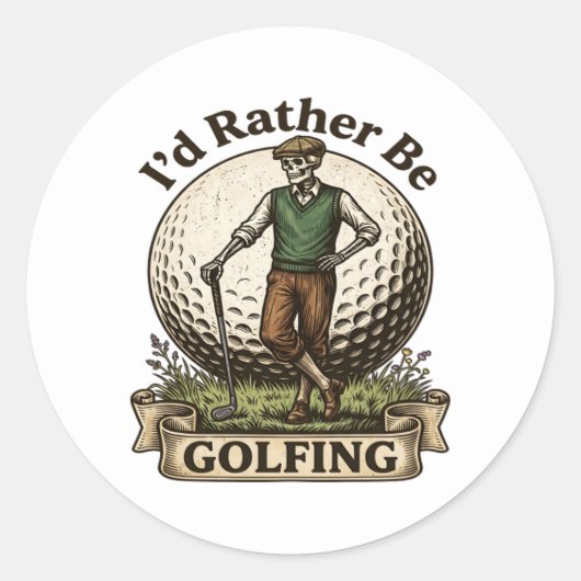 Ik golf liever ronde sticker (Voorkant)