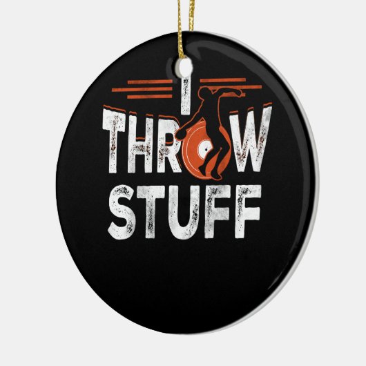 Ik gooi Stuff Discus Track en Field Athlete Throw Keramisch Ornament (Links)