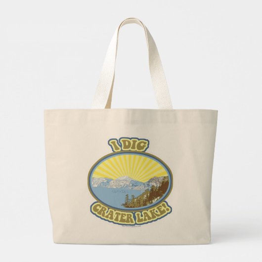 Ik graaf Crater Lake Geïllustreerd Reizen Motto Fu Grote Tote Bag (Achterkant)