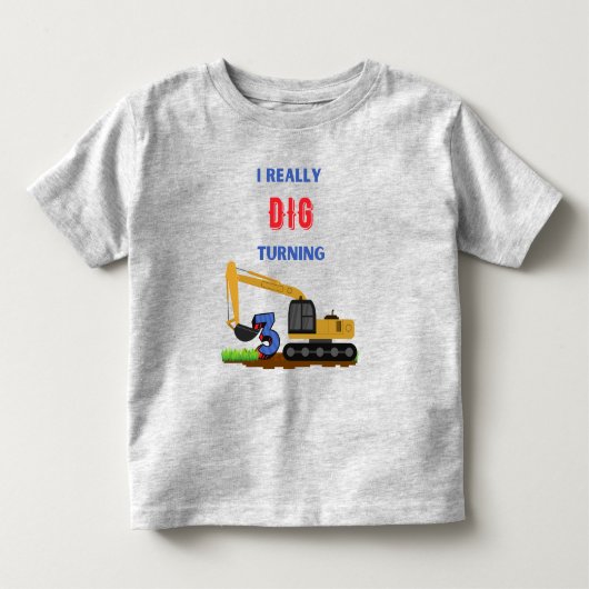 Ik Graaf Echt Graag met Graafmachine die 3 Wordt Kinder Shirts (Voorkant)