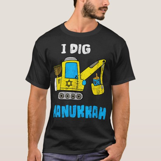 Ik graaf Hanukkah met graafmachine graver voor kin T-shirt (Voorkant)