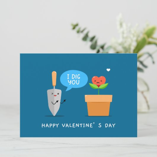 Ik graaf je blij Valentijnsdag Schattigee liefde Feestdagenkaart (Staand voorkant)