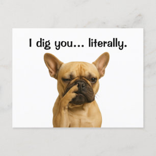 Ik graaf je ... letterlijk Franse Bulldog Grappig Feestdagenkaart